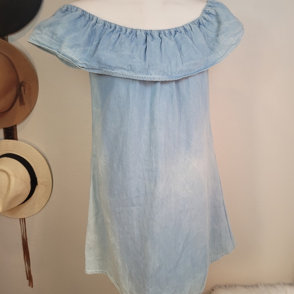 MOTEL ROCKES REVOLVE MINI DENIM OFF SHOULDER DRESS SMALL - Picture 7 of 16